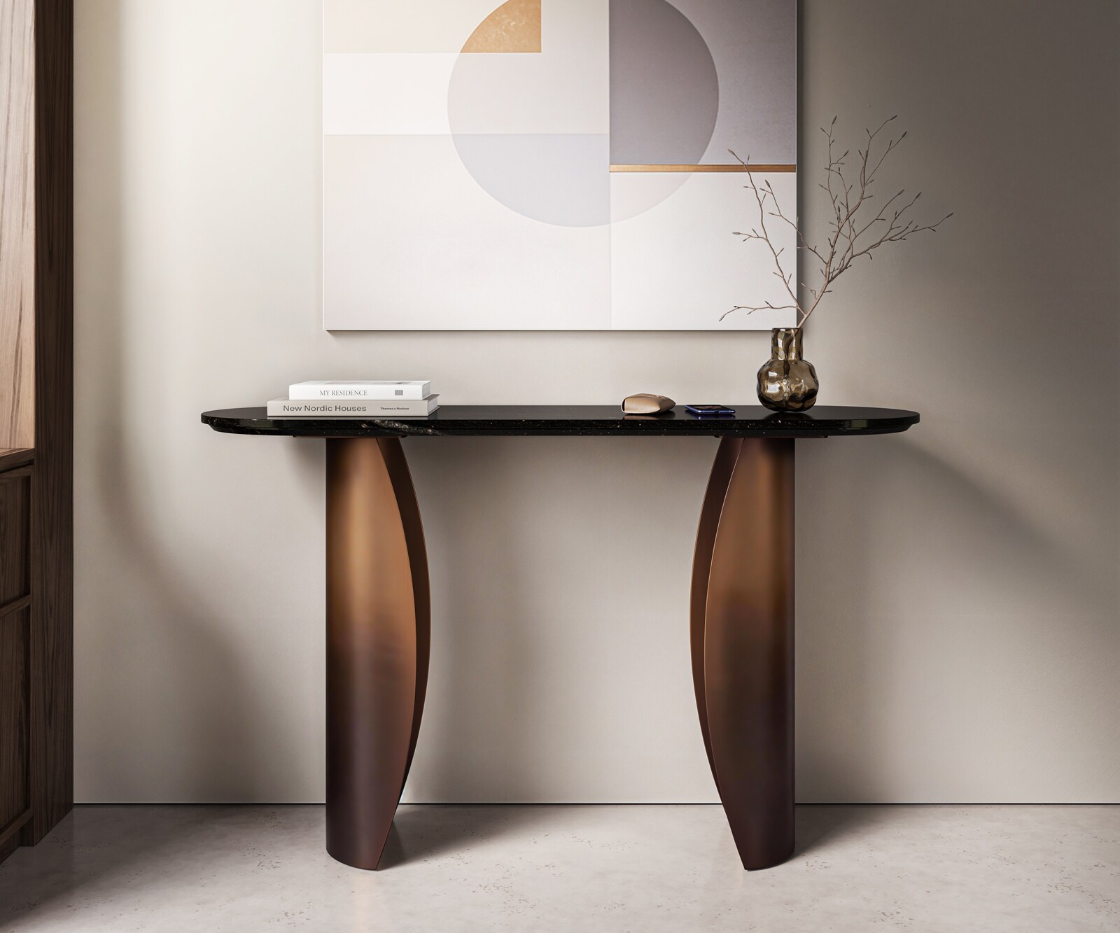 Масичка за хол Solena 135x40 см, мрамор 1