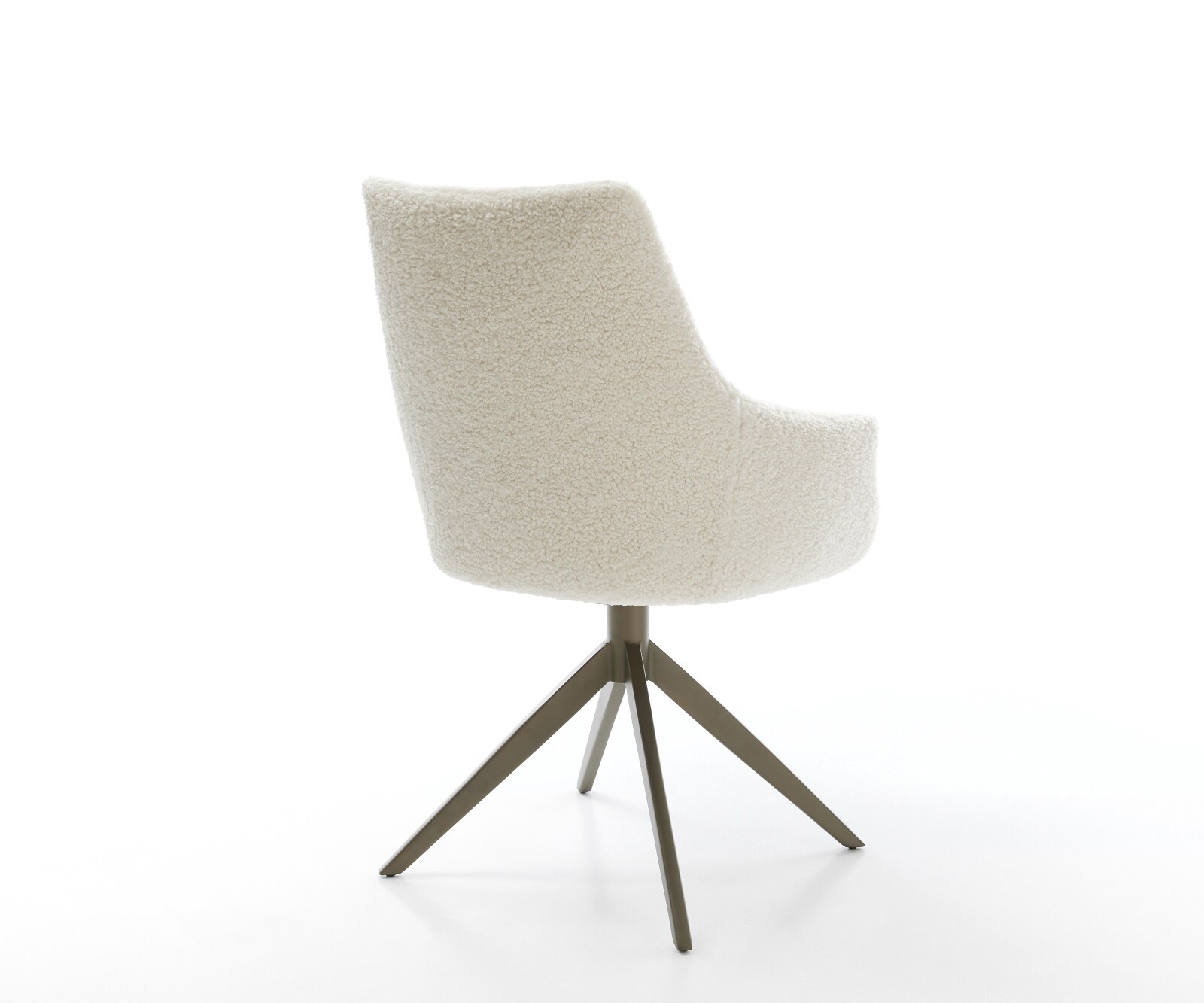 Въртящ се стол Alja-Flex с подлакътници Теди плат Бежов Кръстосана рамка широка Ефектно покритие Титан 360° завъртане Люлееща се функция Ядро от джобни пружини 5