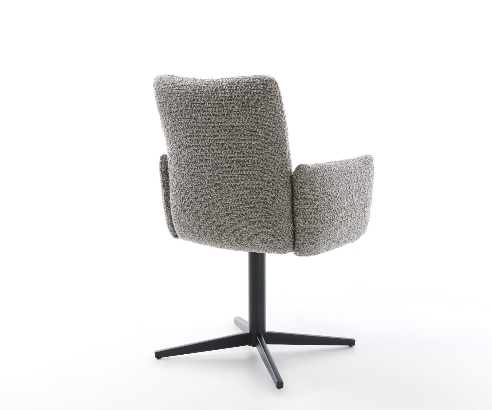 Врътящ се стол с подлакътници Букле СребристСив Офис основа Черен 360° въртящ се Покет пружина Jova-Flex 5