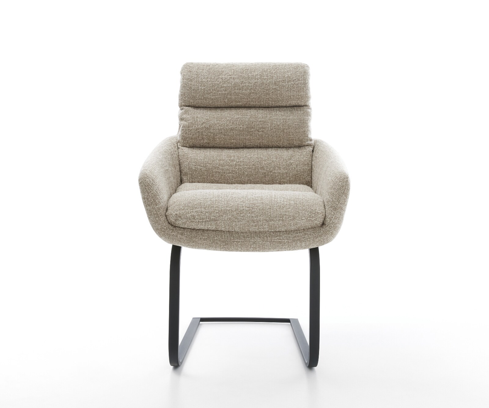 Конзолен стол Abelia-Flex с подлакътници от тъкан мек бежов конзолен стол плосък черен 1