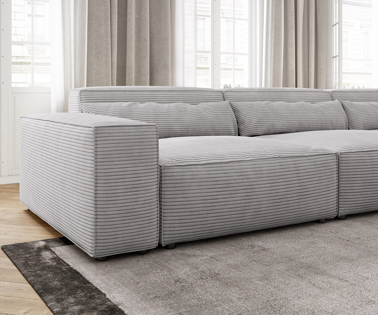 Ъглов диван XL 370x170 cm Корд СребристСив Варианти лежанка Sirpio 4