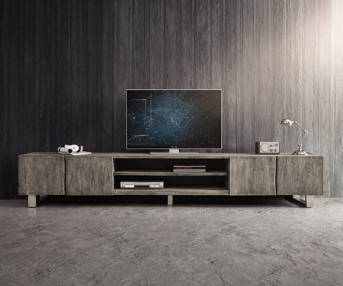 Нисък шкаф 300 cm Акация Platin 4 Врати 2 Отделения Live-Edge 1