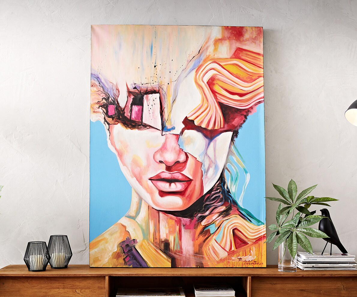 Живопис "Експресия" Многоцветно 100x140 cm Акрил върху платно 3