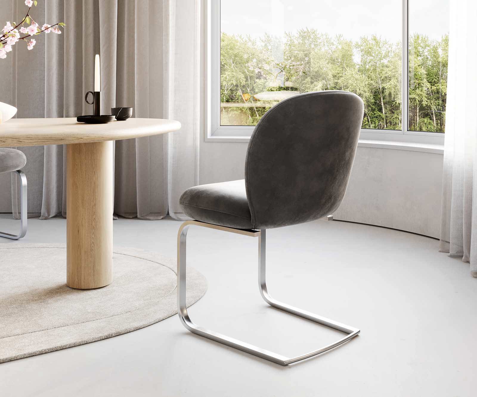 Люлеещ стол Антрацит Винтидж Конзолен крак плосък Неръждаема стомана Покет пружина Nube-Flex 5