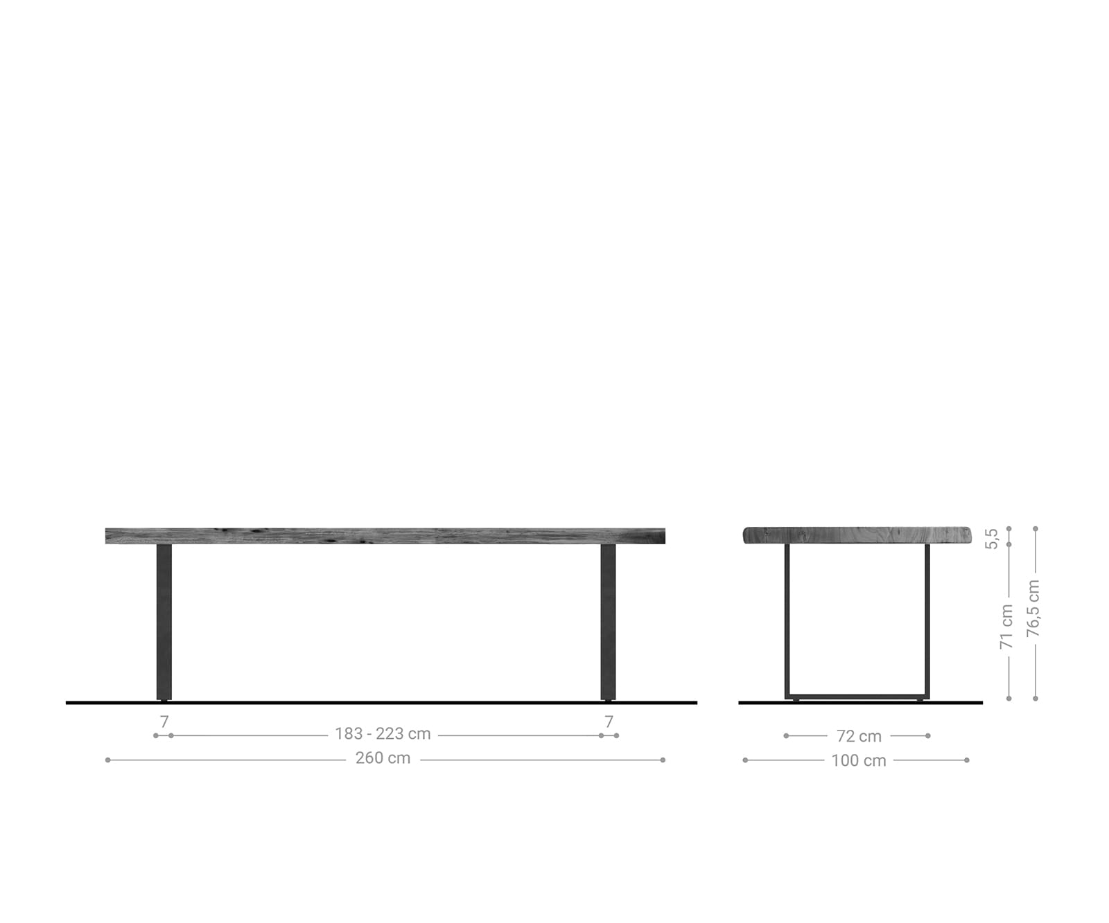 Маса 260x100 XL Акация Кафяв Метал Черен Edge 5 Маса 260x100 XL Акация Кафяв Метал Черен Edge 5