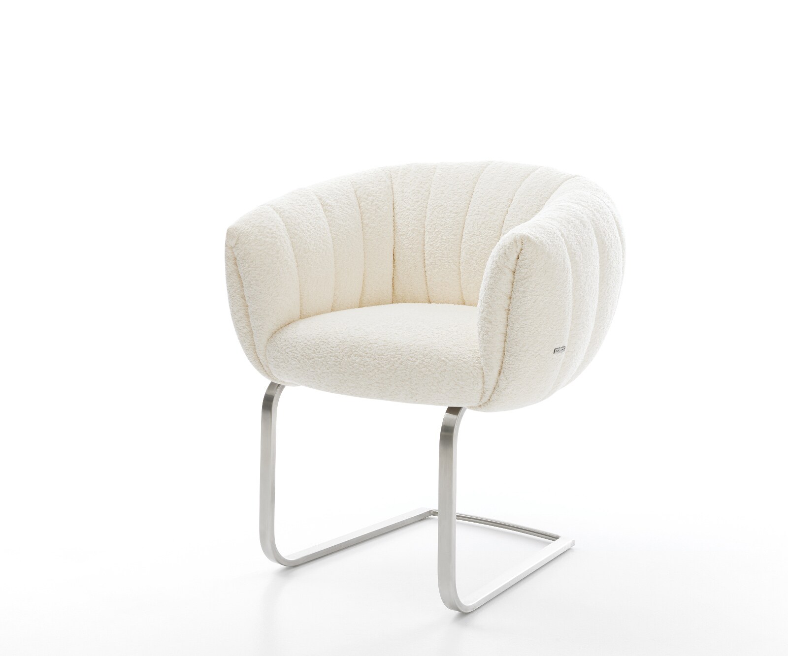 Конзолен стол Jada-Flex, Бяло букле, Конзолен стол с плоска сърцевина от джобни пружини от неръждаема стомана 1