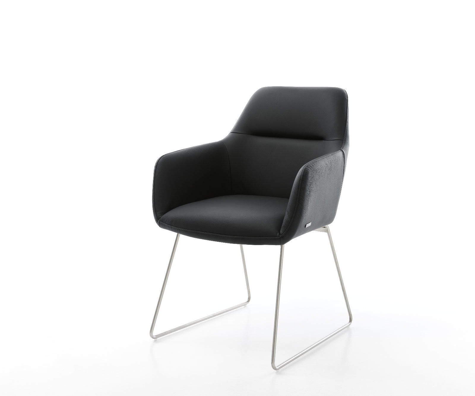 Стол Естествена кожа, черна Извити крака Неръждаема стомана Pejo-Flex Стол Естествена кожа, черна Извити крака Неръждаема стомана Pejo-Flex