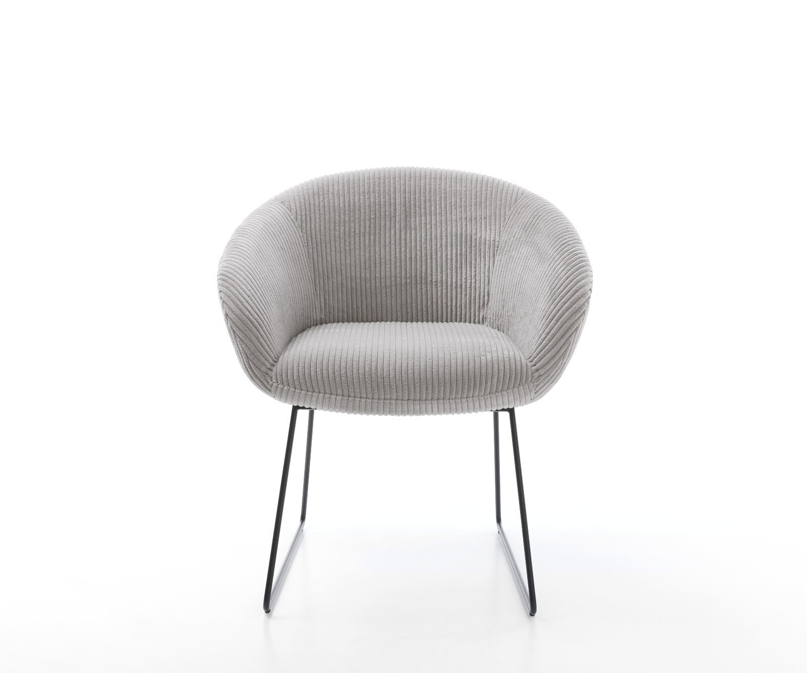 Трапезен стол с подлакътници Корд СребристСив Извити крака Черен Покет пружина Vinka-Flex 2