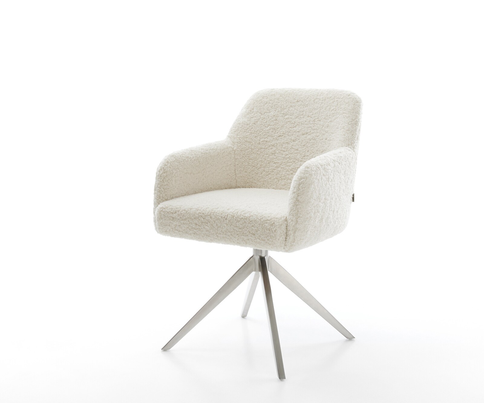 Въртящ се стол Greg-Flex Teddy плат Бежов, Кръстосана рамка широка, Неръждаема стомана, Въртене на 360°, Люлееща се функция Ядро от джобни пружини