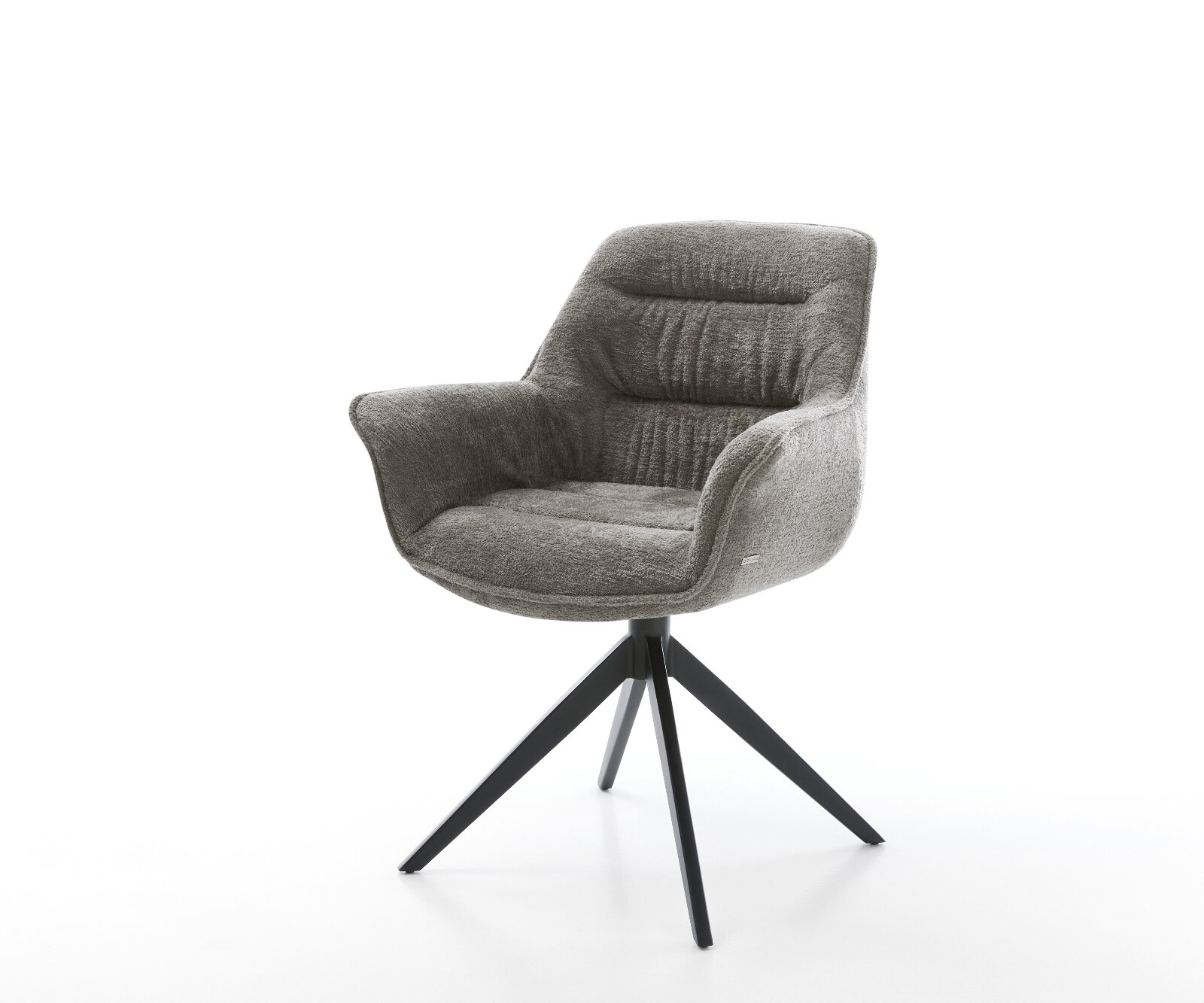 Въртящ се стол Kaira-Flex Bouclé Soft Mud Кръстосана рамка широка Черно 360° въртене Люлееща се функция