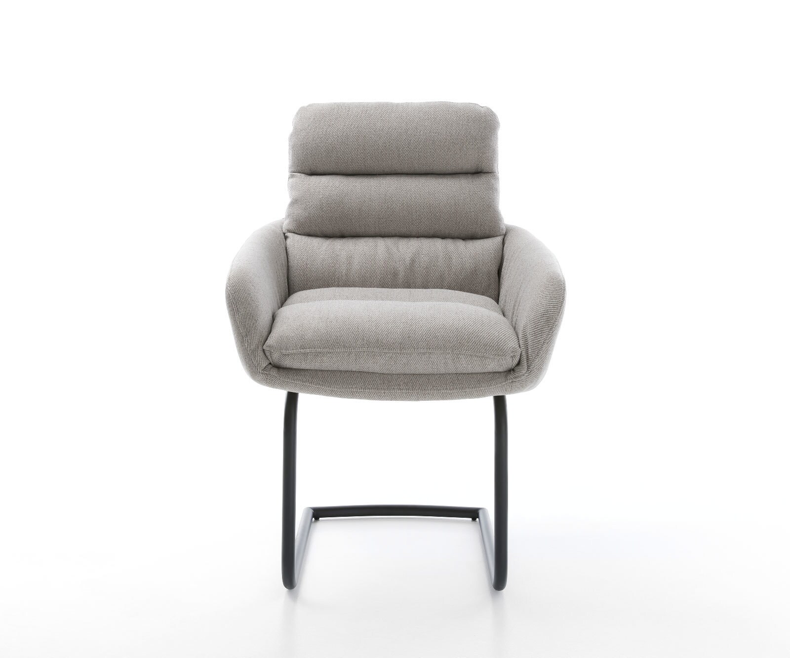 Люлеещ стол с подлакътници Ивици СветлоСив Конзолен крак кръгъл Черен Abelia-Flex 2