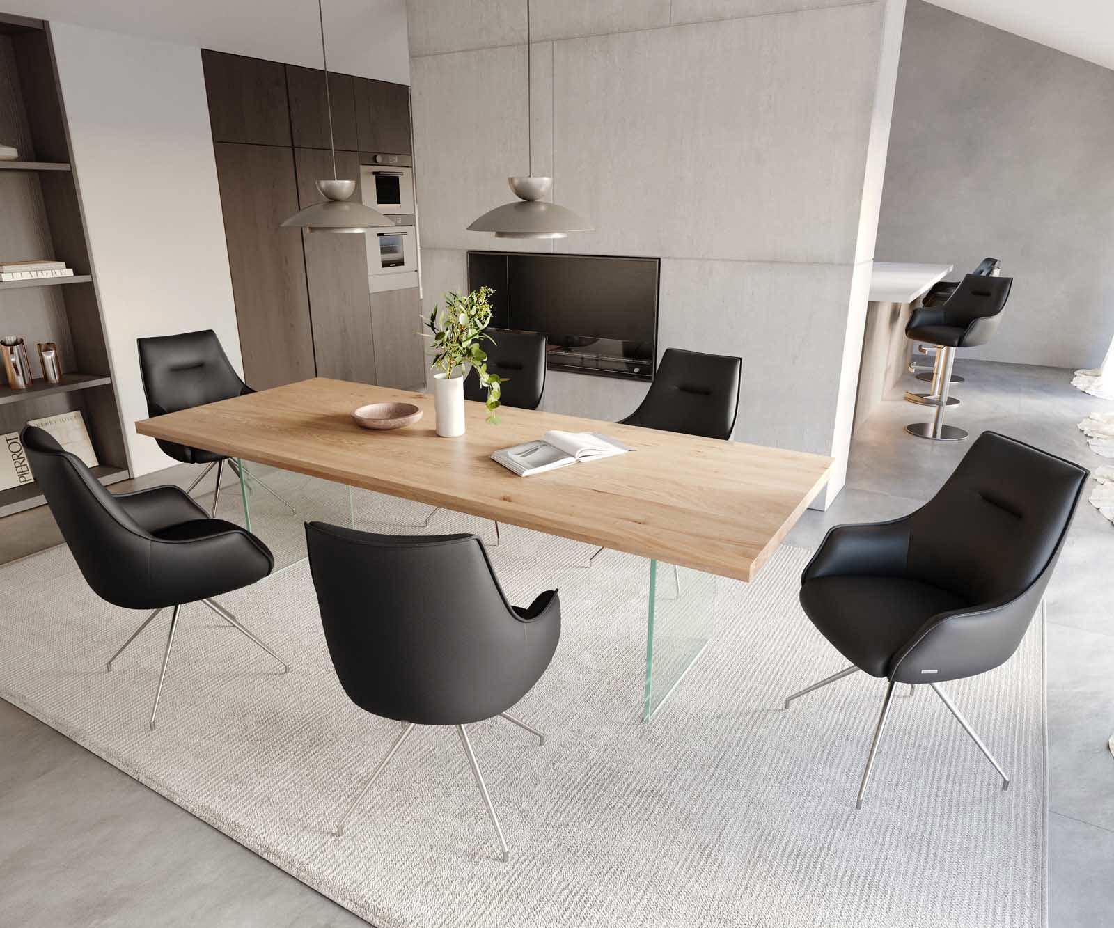 Врътящ се стол с подлакътници Естествена кожа Черен Конус крак кръгъл Неръждаема стомана 180° въртящ се Покет пружина Alja-Flex 4 Врътящ се стол с подлакътници Естествена кожа Черен Конус крак кръгъл Неръждаема стомана 180° въртящ се Покет пружина Alja-Flex 4