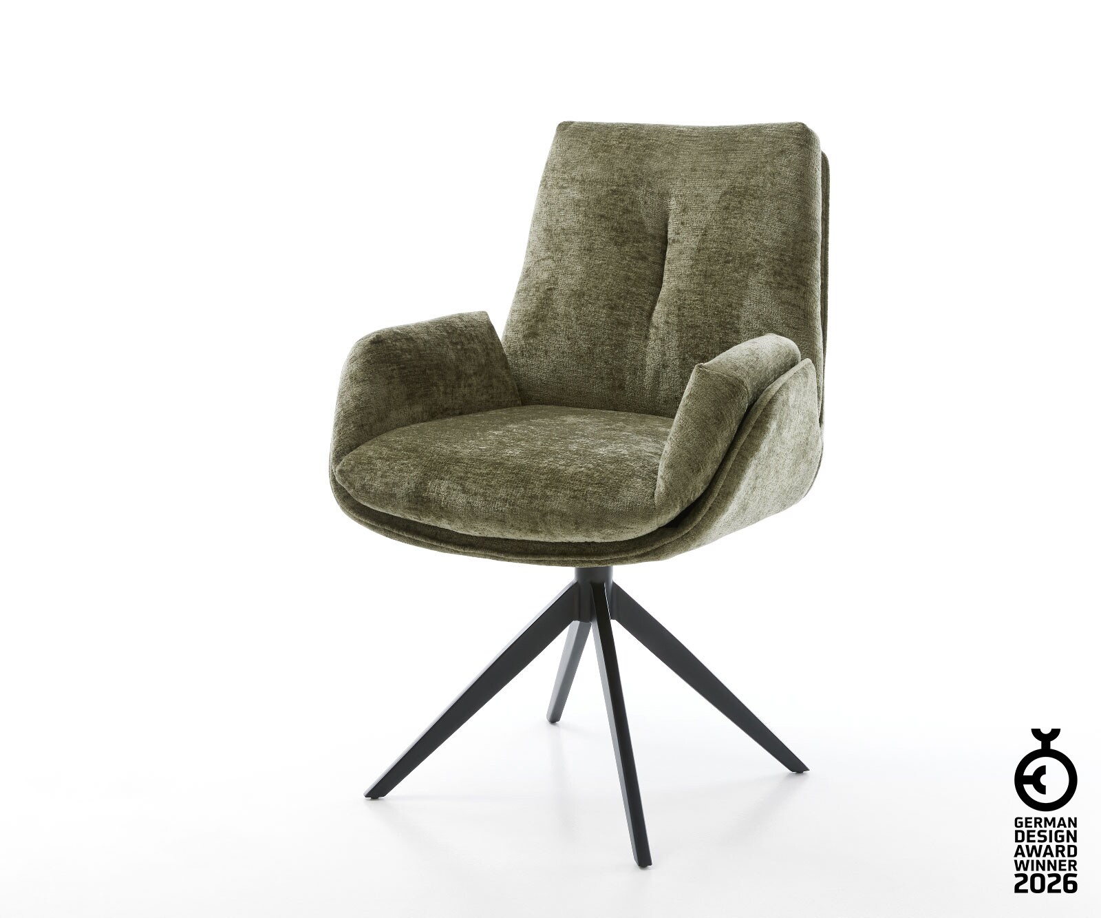 Врътящ се стол Шенил Маслина Конус крак плосък Черен 360° въртящ се Люлеещ се Clea-Flex 1