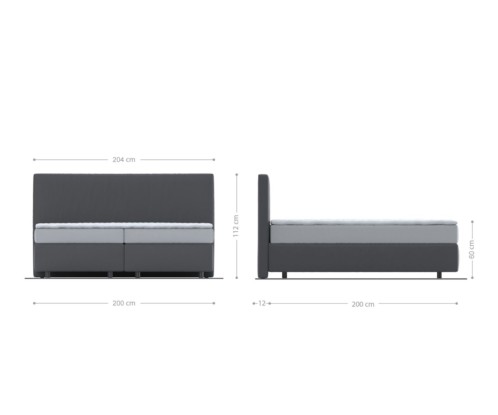 Boxspring легло Dream-Well Cord сребристо сиво 200x200 cm с джобен пружинен матрак и топер Visco 4