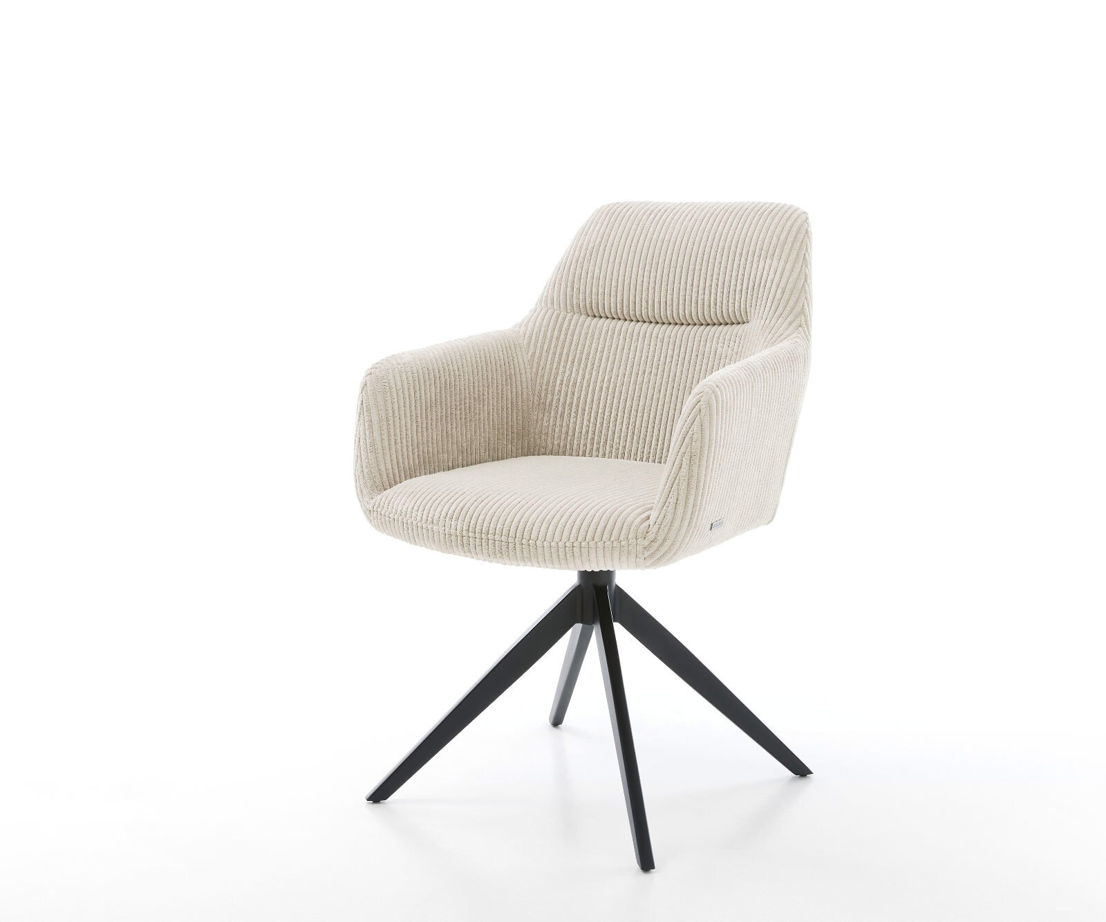 Въртящ се стол Pejo-Flex Cord Бежово Кръстосана рамка широка Черно 360° завъртане Люлееща се функция Ядро от джобни пружини