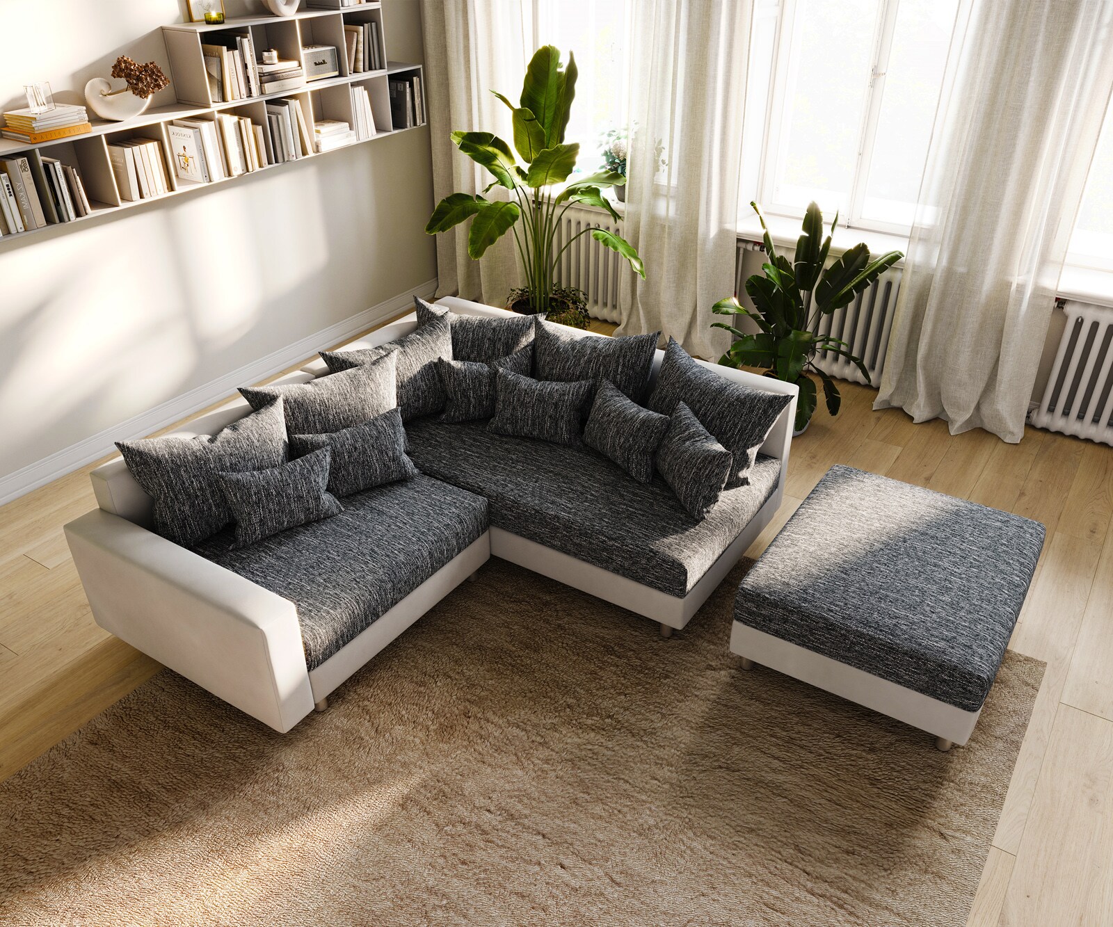 Ъглов диван Кафяв античен вид модулна лежанка дясна Clovis 4