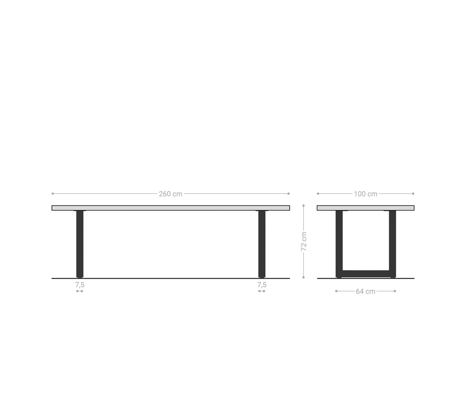 Трапезна маса Edge 260x100x2,5-3, естествен дъб, неръждаема стомана, широка, с естествени ръбове 9