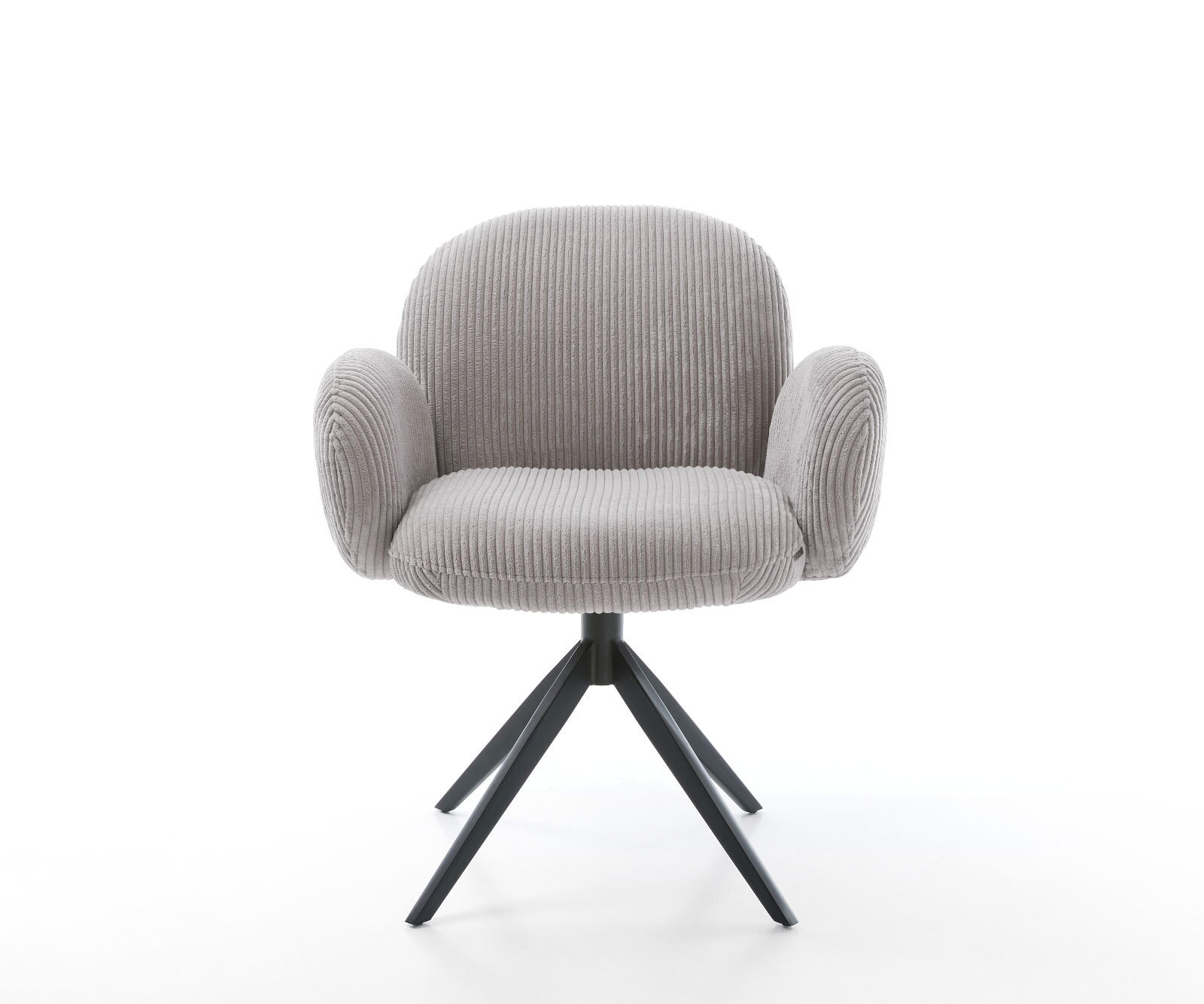 Въртящ се стол Nube-Flex с подлакътници Корд сребристо-сив Кръстосана рамка широка черна 360° въртене Люлееща се функция Ядро от джобни пружини 1