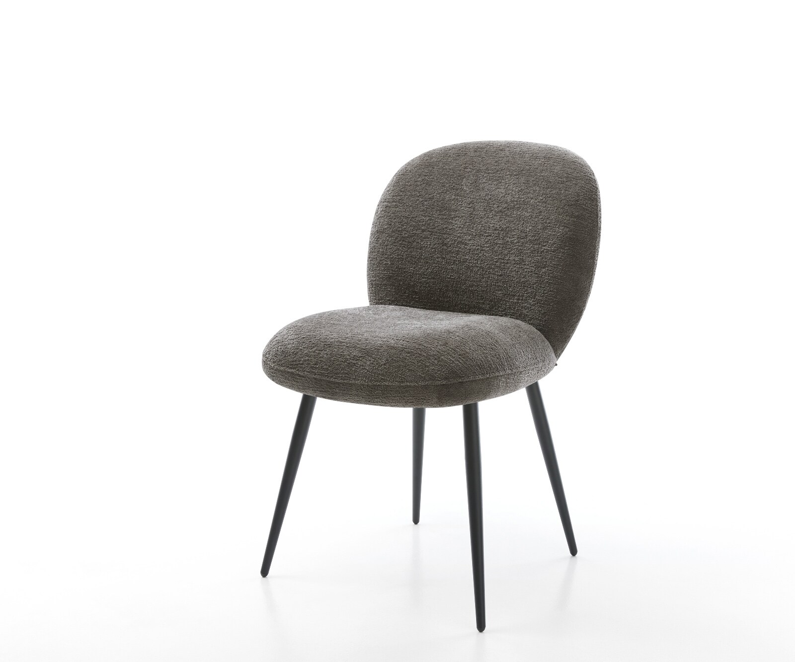 Трапезен стол Nube-Flex, Букле Сиво-кафяво, 4-крака с конична сърцевина от черни джобни пружини 1