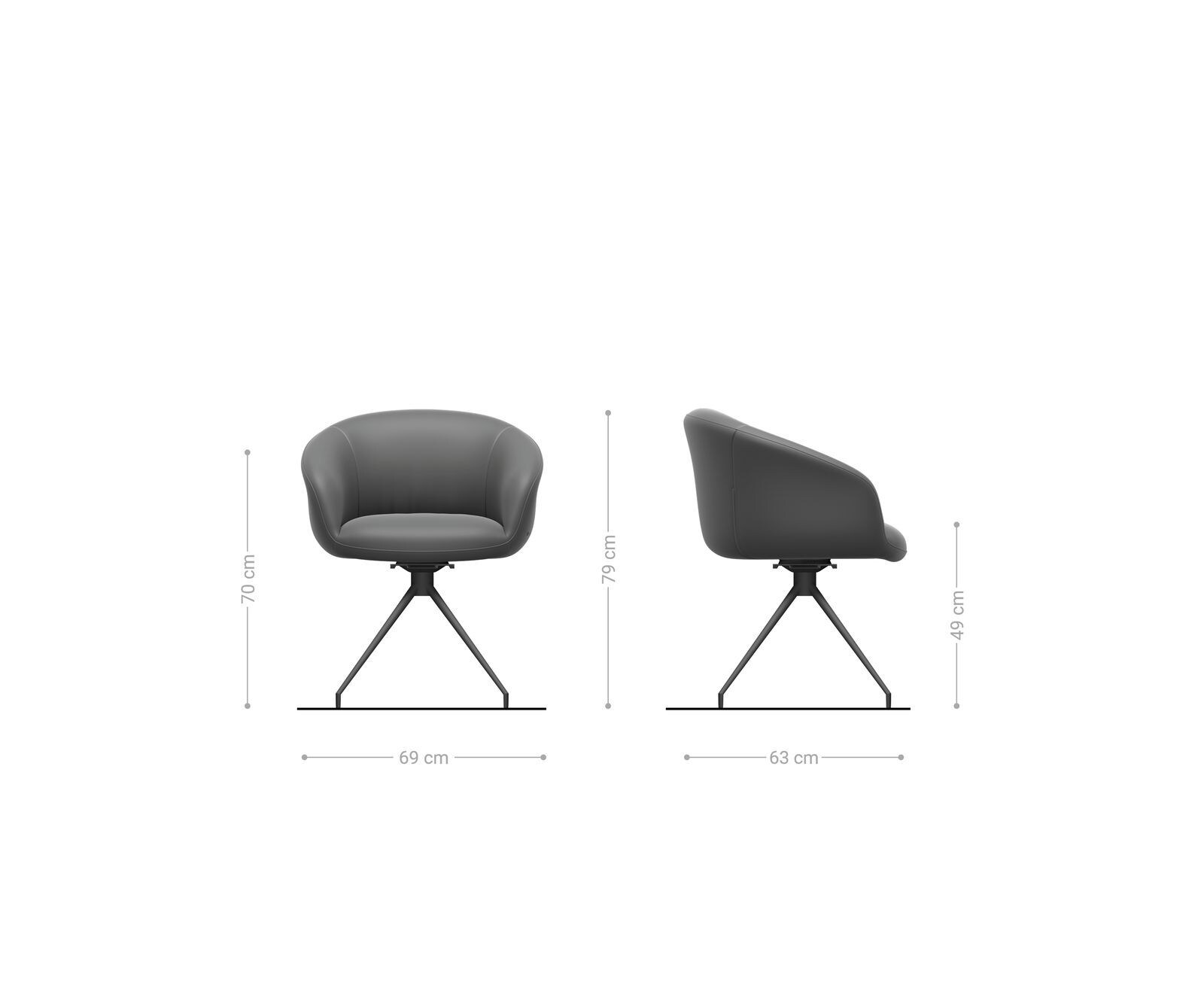 Врътящ се стол с подлакътници Шенил Маслина Конус крак кръгъл Черен 180° въртящ се Покет пружина Vinka-Flex 6