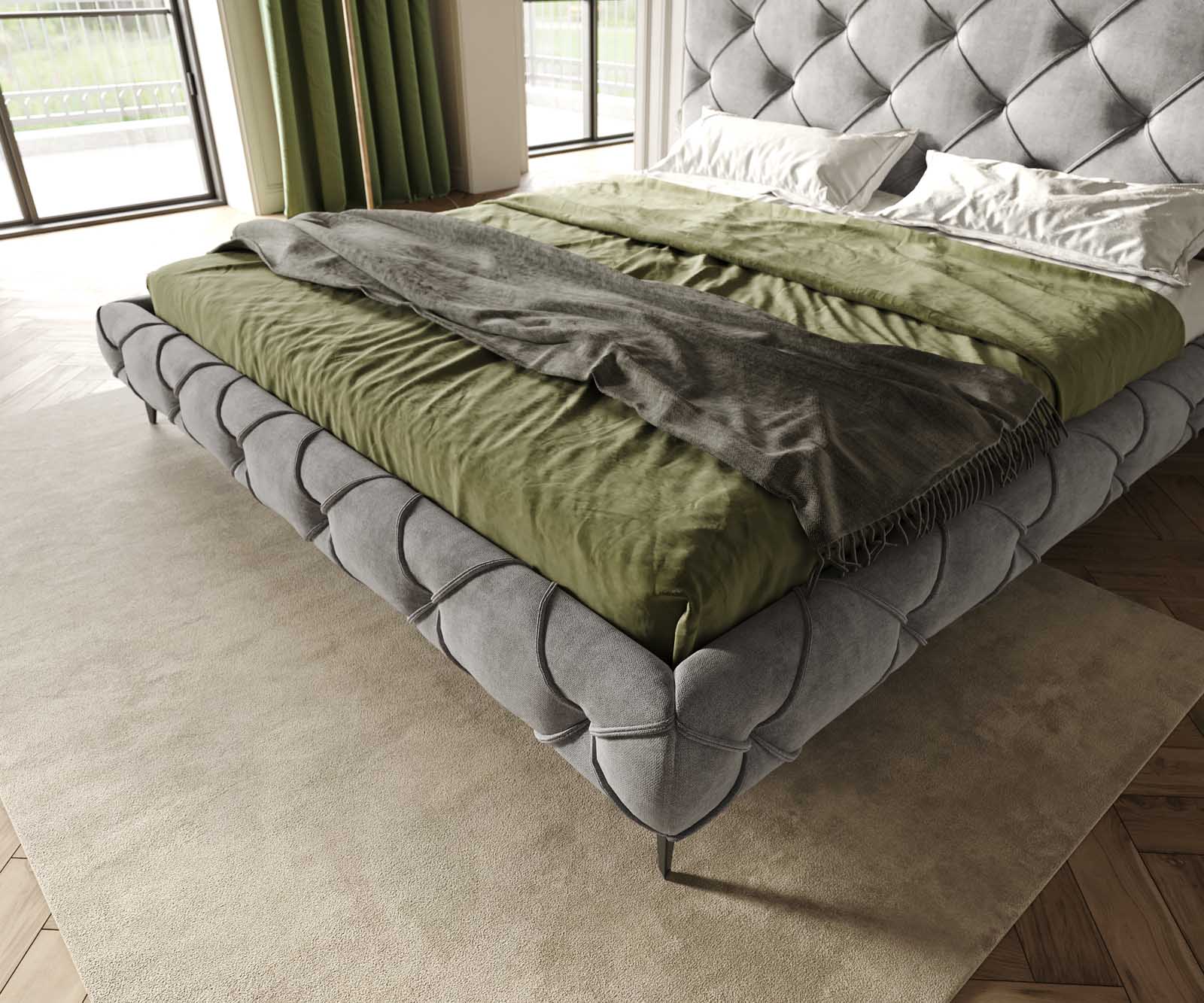 Тапицирано легло Nayara 180x200 cm, микрофибър, сива 6