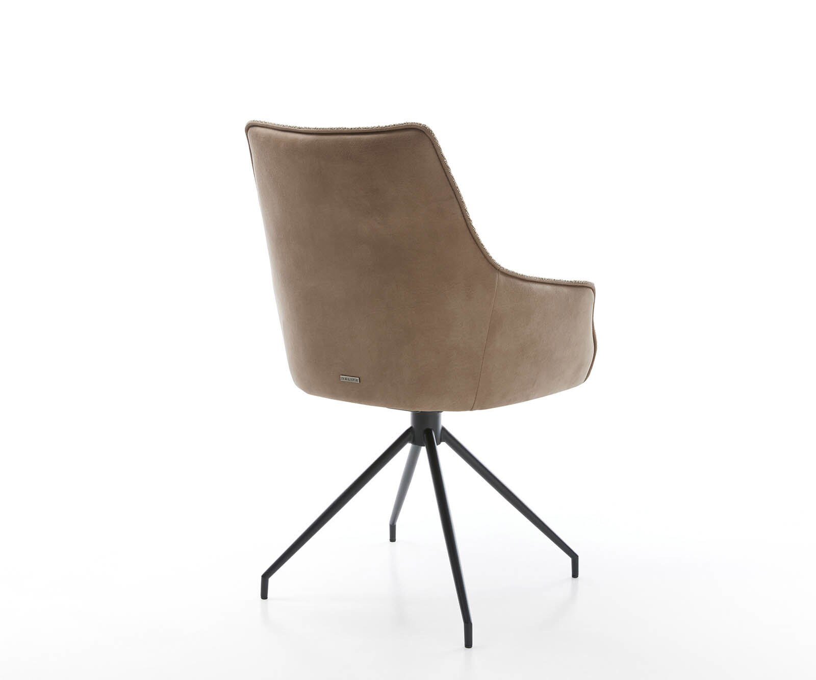 Врътящ се стол с подлакътници Комбинация от дамаски Сиво-Кафяв Конус крак кръгъл Черен 180° въртящ се Покет пружина Alja-Flex 5