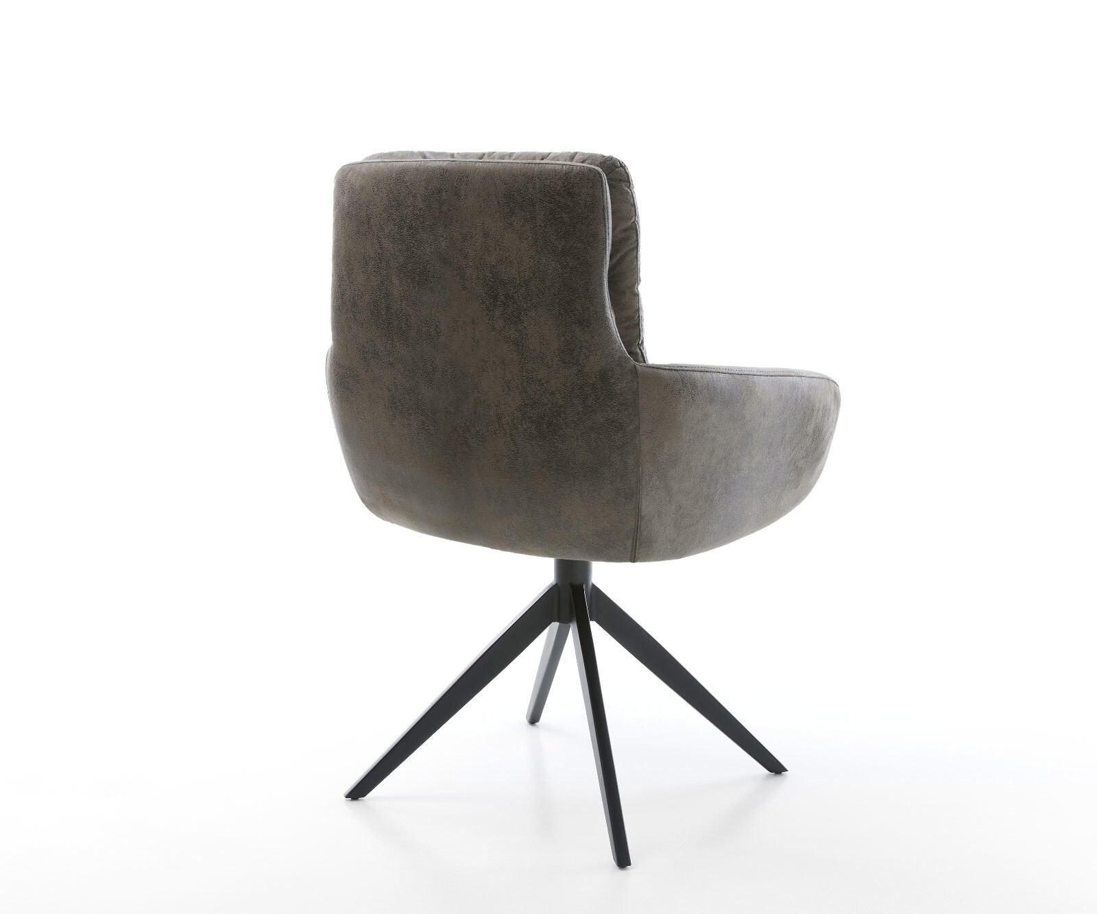 Въртящ се стол Abelia-Flex с подлакътници от микрофибър сив античен кръст широка черна рамка 360° въртяща се люлееща се функция 4