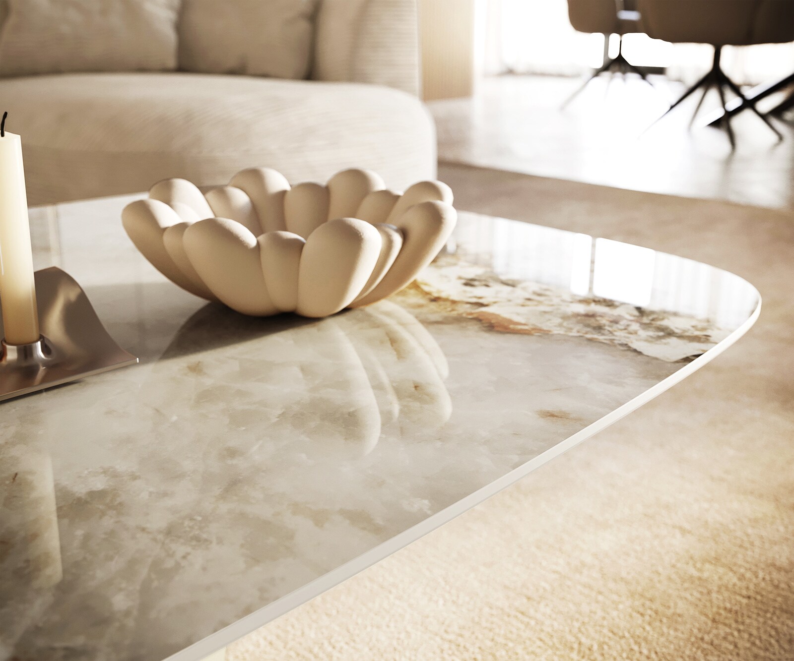 Масичка за кафе Edge Boot 140x80 cm керамика Minas Melange Conis Metallic Gold 3