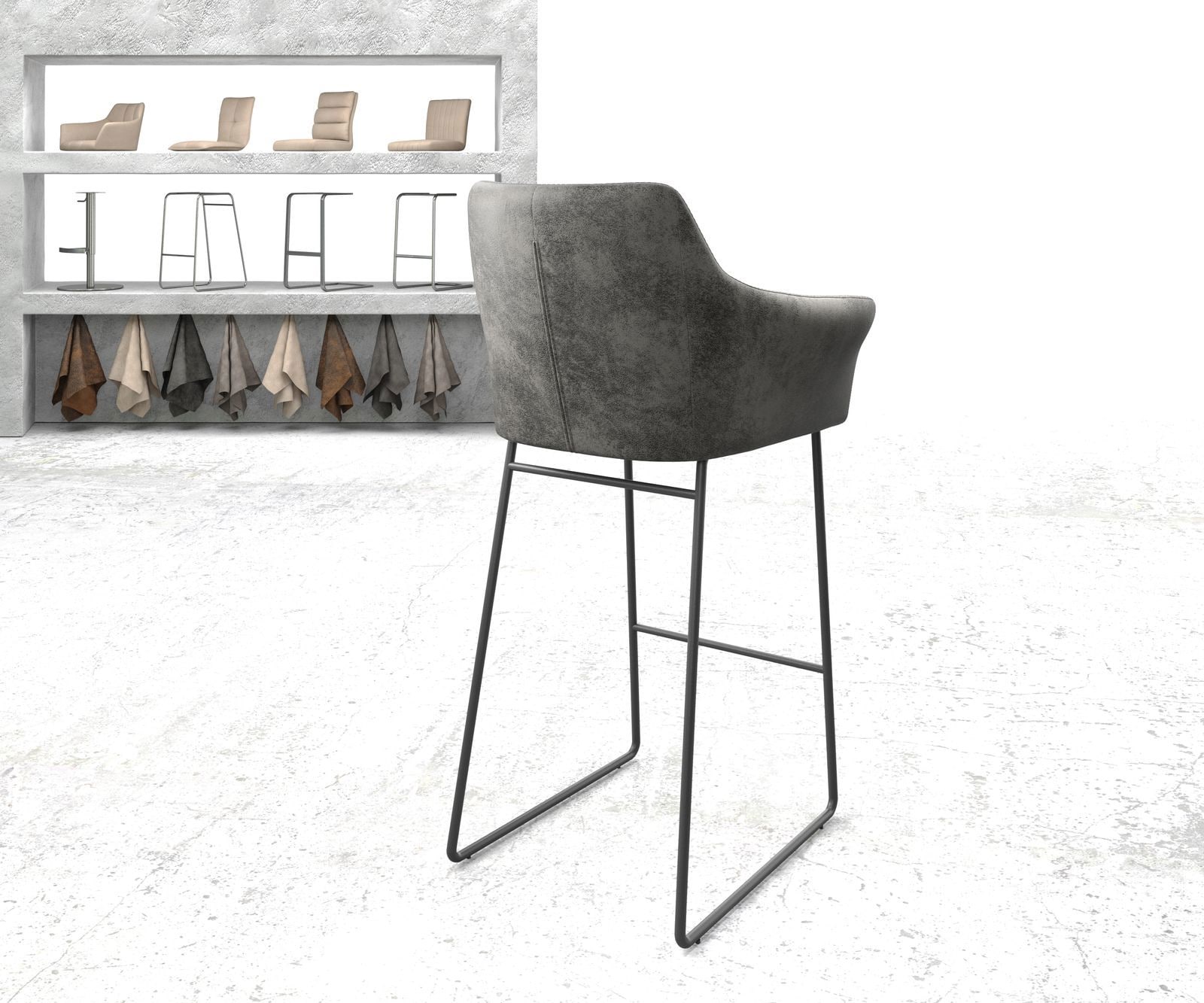 Бар стол Винтидж Сив Извити крака Метал Yulo-Flex 2 Бар стол Винтидж Сив Извити крака Метал Yulo-Flex 2