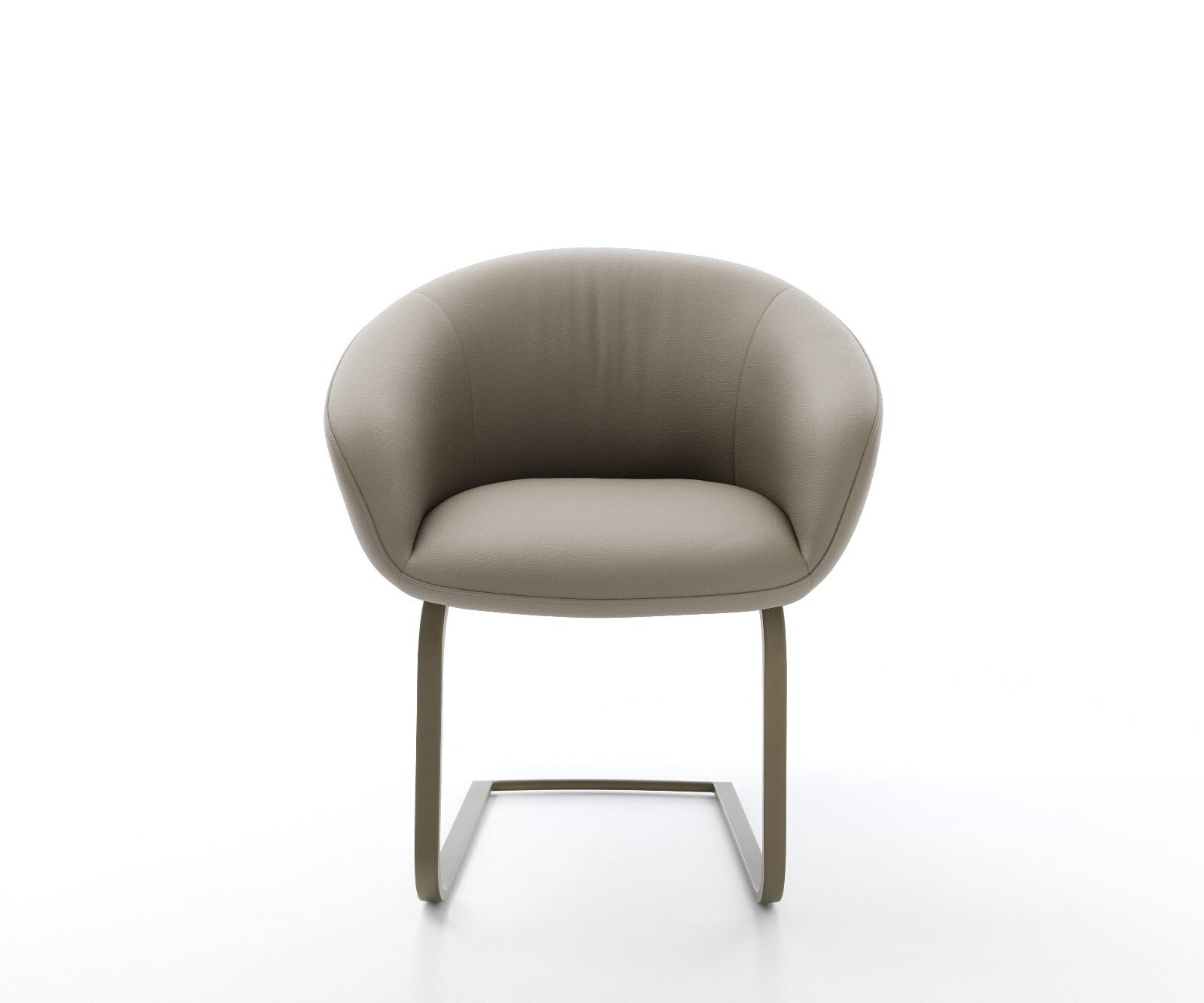 Люлеещ стол с подлакътници Естествена кожа Сиво-Кафяв Конзолен крак плосък  Титан Покет пружина Vinka-Flex 2