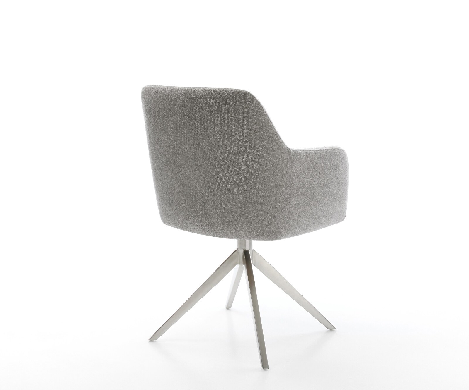 Въртящ се стол Greg-Flex, текстуриран плат Светлосив, Кръстосана рамка широка, неръждаема стомана, 360° въртене, Люлееща се функция, сърцевина от джобни пружини 5