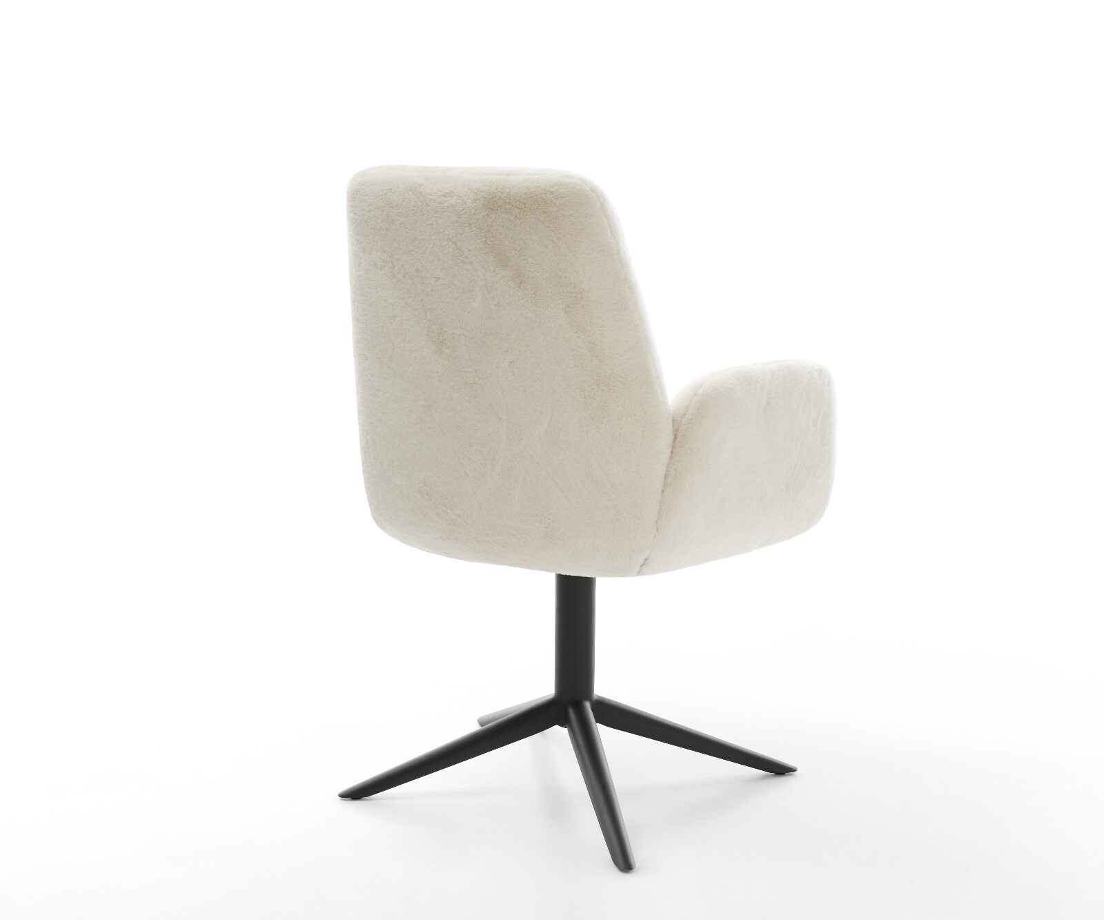 Въртящ се стол Zoa-Flex Плюш крем-бяло База черно Завъртане на 360° Люлееща се функция Ядро от джобни пружини 4