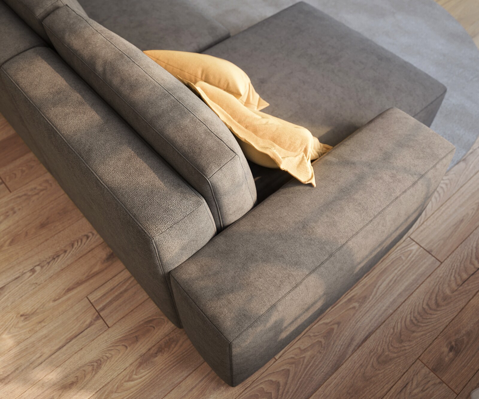 Ъглов диван Lanzo 230x155 см микрофибър каки-кафяв, Лява/Дясна Лежанка 4
