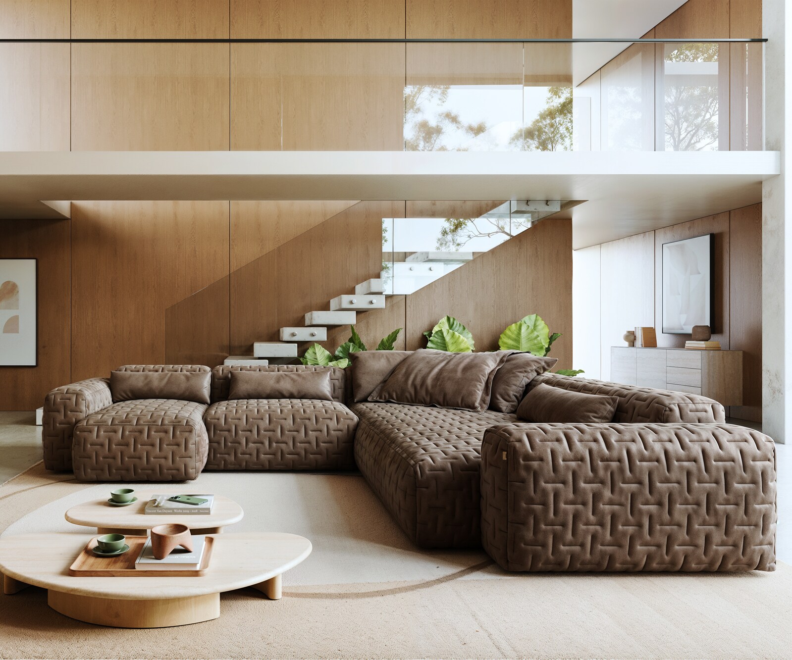 Дневен кът Freestyle 360x290 cm микрофибър тъмно сиво винтидж ватиран 1