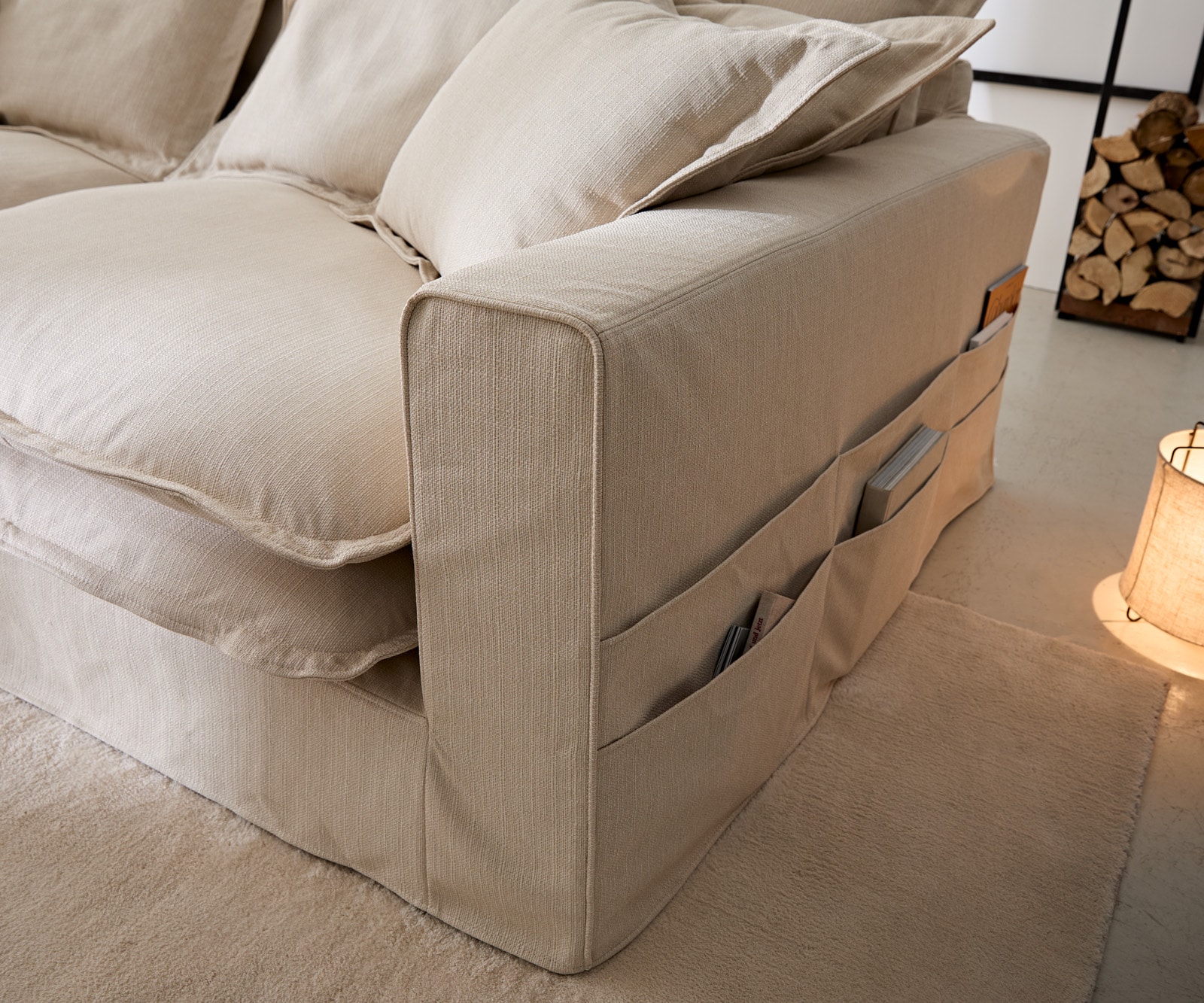 Диван Noelia 240x145 cm цвят слонова кост с възглавници 5