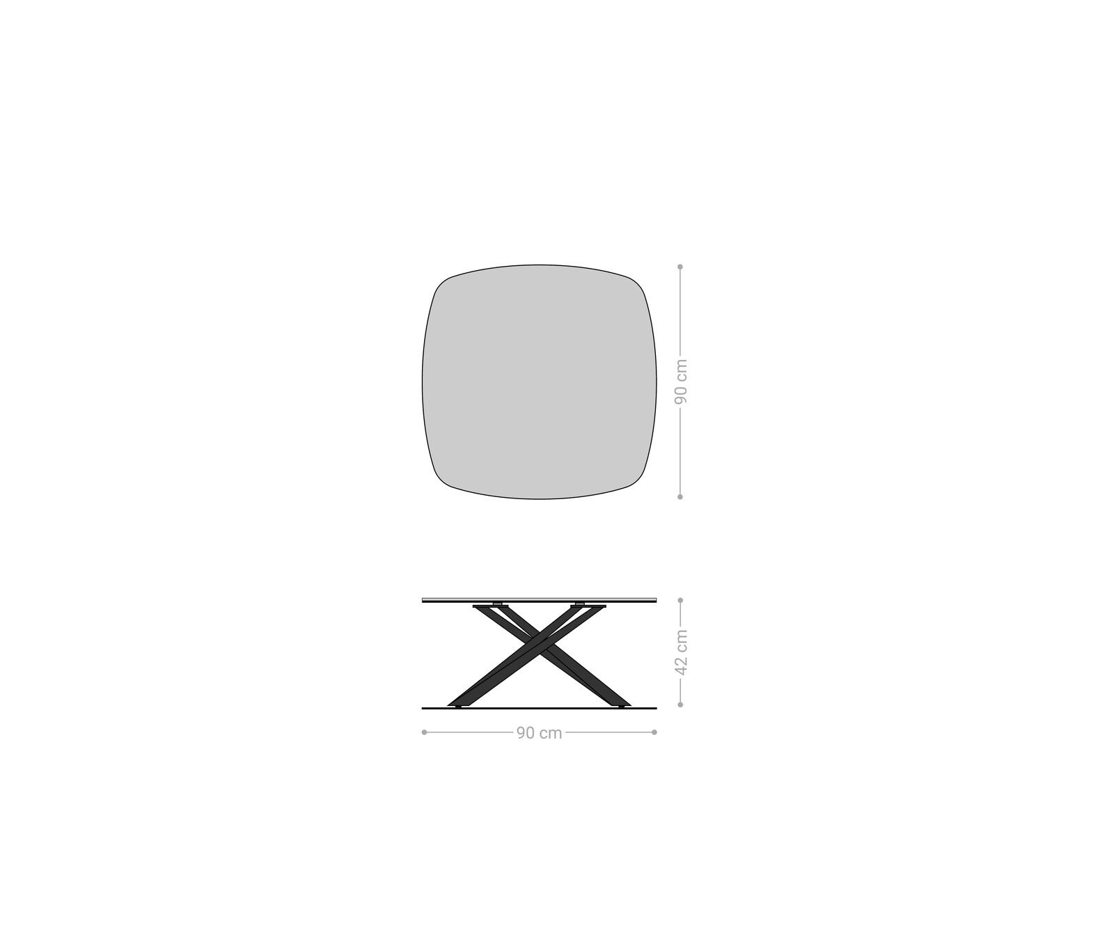 Масичка за кафе Edge Boot 90x90 cm керамика Minas Melange Sarity матирана неръждаема стомана 6