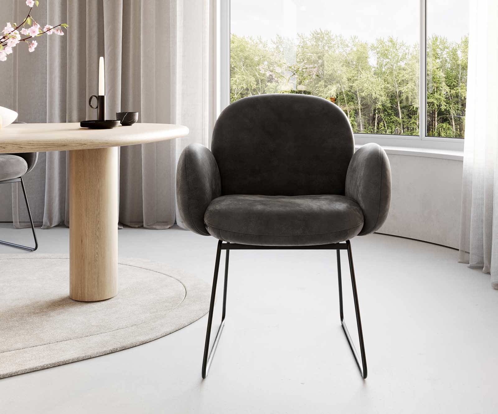 Стол Антрацит Винтидж Извити крака Черни Покет пружина Nube-Flex 2