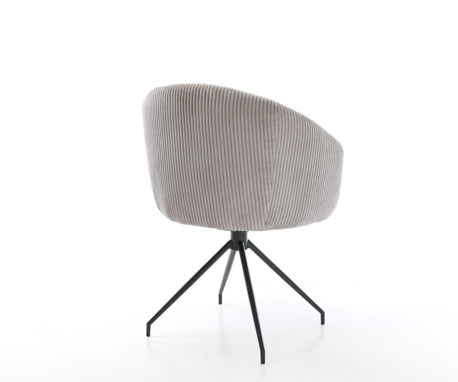 Врътящ се стол с подлакътници Корд СребристСив Конус крак кръгъл Черен 180° въртящ се Покет пружина Caja-Flex 5