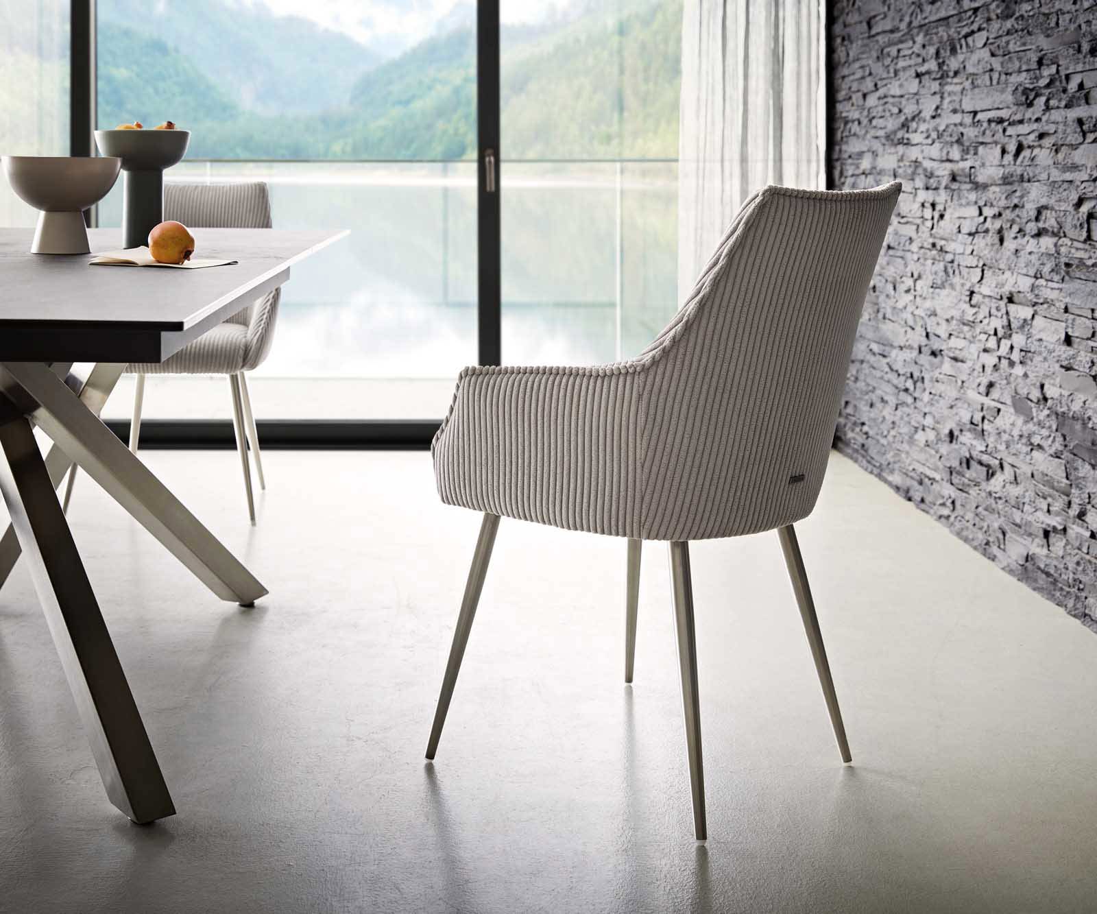 Стол Корд Сребристосив 4-крака Прави Неръждаема стомана Покет пружина Alja-Flex 4 Стол Корд Сребристосив 4-крака Прави Неръждаема стомана Покет пружина Alja-Flex 4