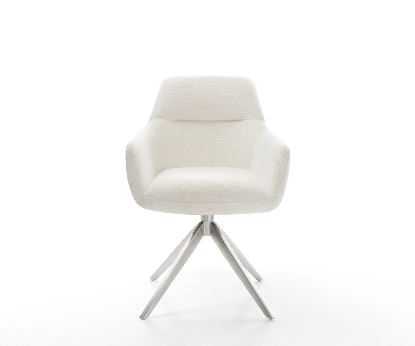 Въртящ се стол Pejo-Flex Bouclé Soft Beige Широка кръстосана рамка Неръждаема стомана Въртене на 360° Люлееща се функция Ядро от джобни пружини 2