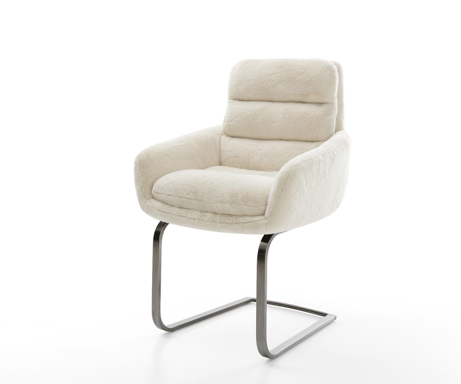 Abelia-Flex конзолен стол с подлакътници плюшен крем-бял плосък конзолен стол графит