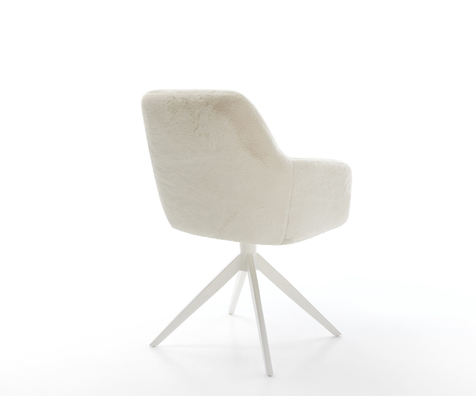 Въртящ се стол Pejo-Flex плюш кремаво-бяло Кръстосана рамка широка бяла 360° въртене Люлееща се функция Ядро от джобни пружини 4