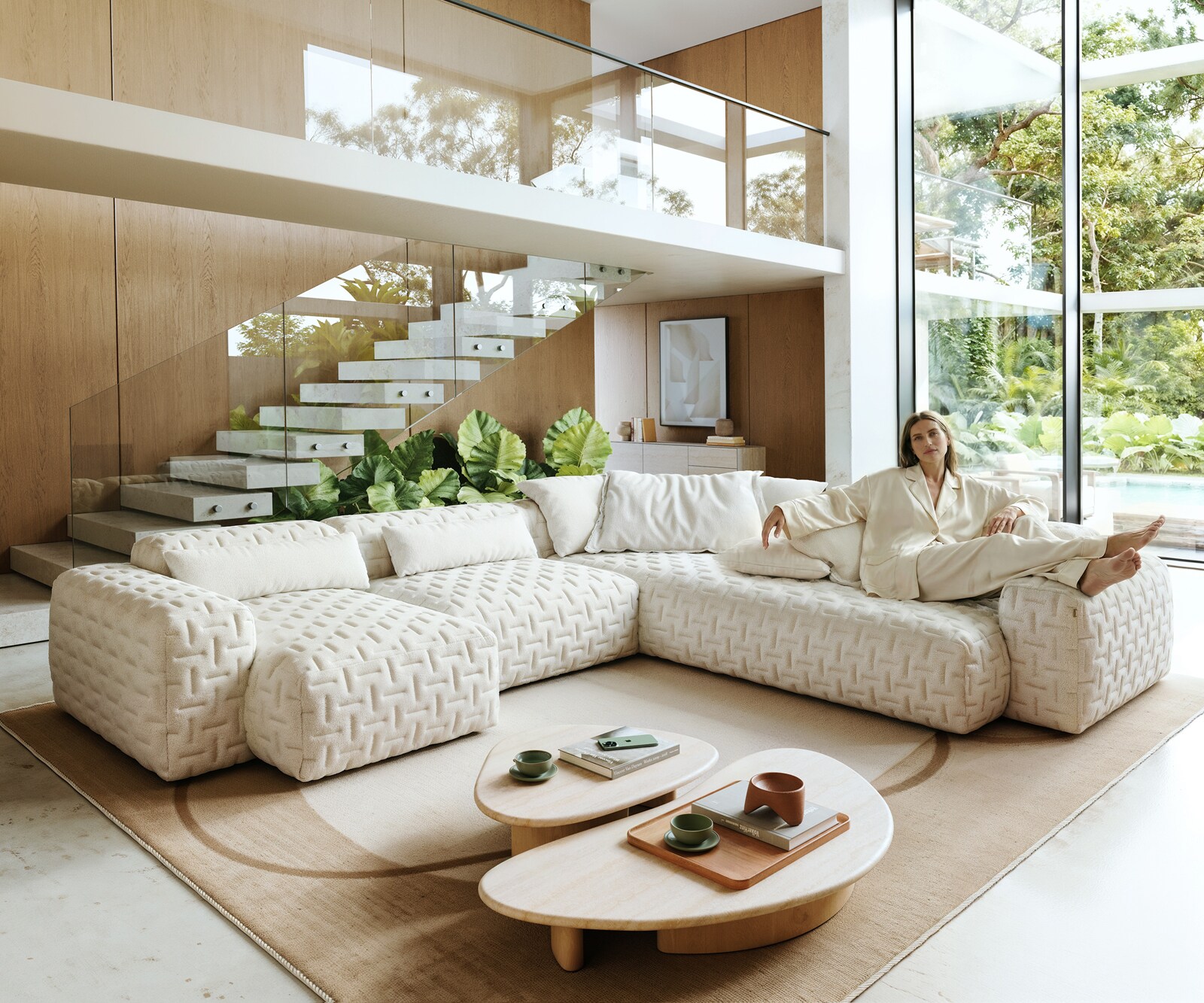 Дневен кът Freestyle 360x290 cm Bouclé Soft Beige Quilted