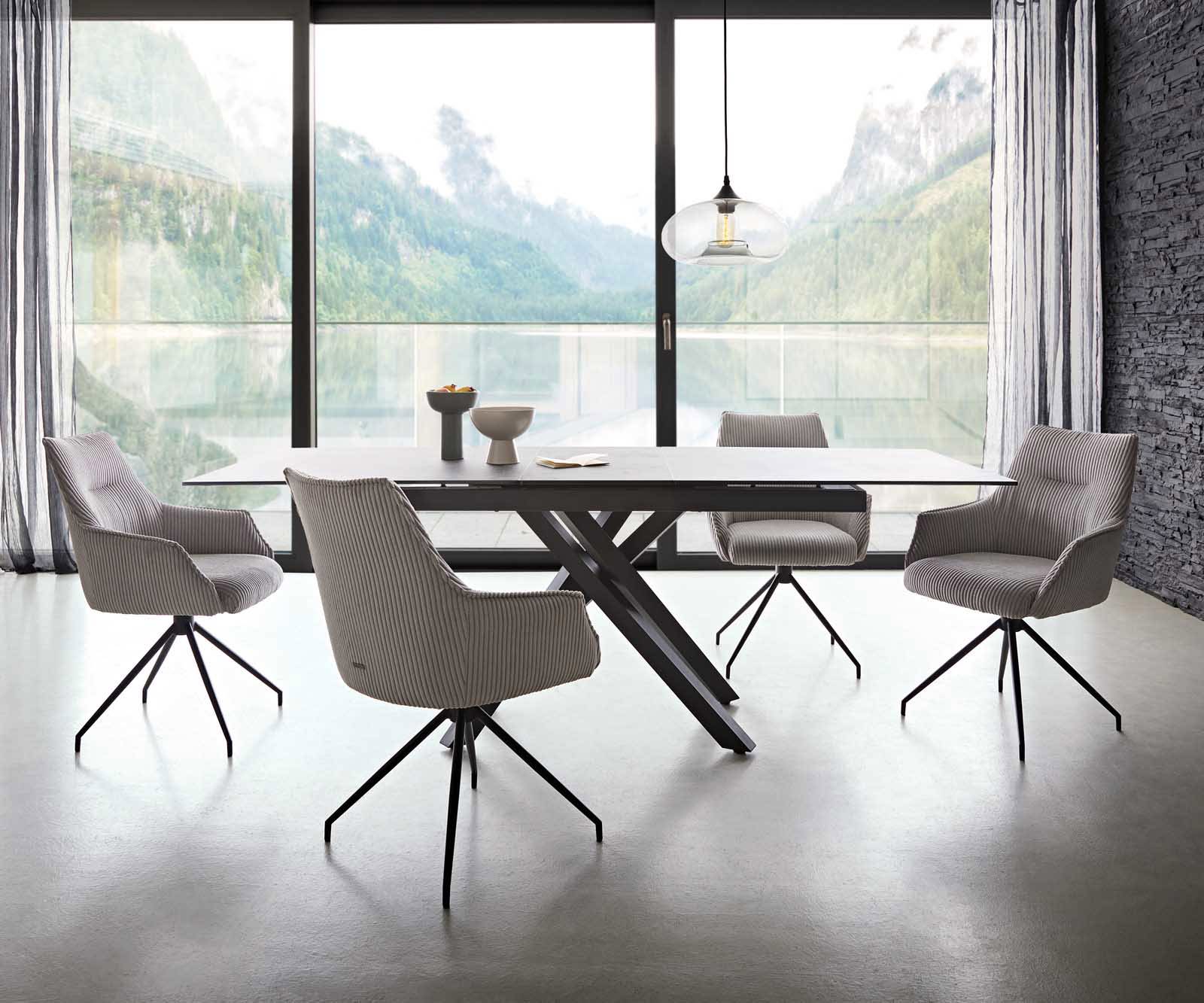 Врътящ се стол с подлакътници Корд СребристСив Конус крак кръгъл Черен 180° въртящ се Покет пружина Alja-Flex 5 Врътящ се стол с подлакътници Корд СребристСив Конус крак кръгъл Черен 180° въртящ се Покет пружина Alja-Flex 5