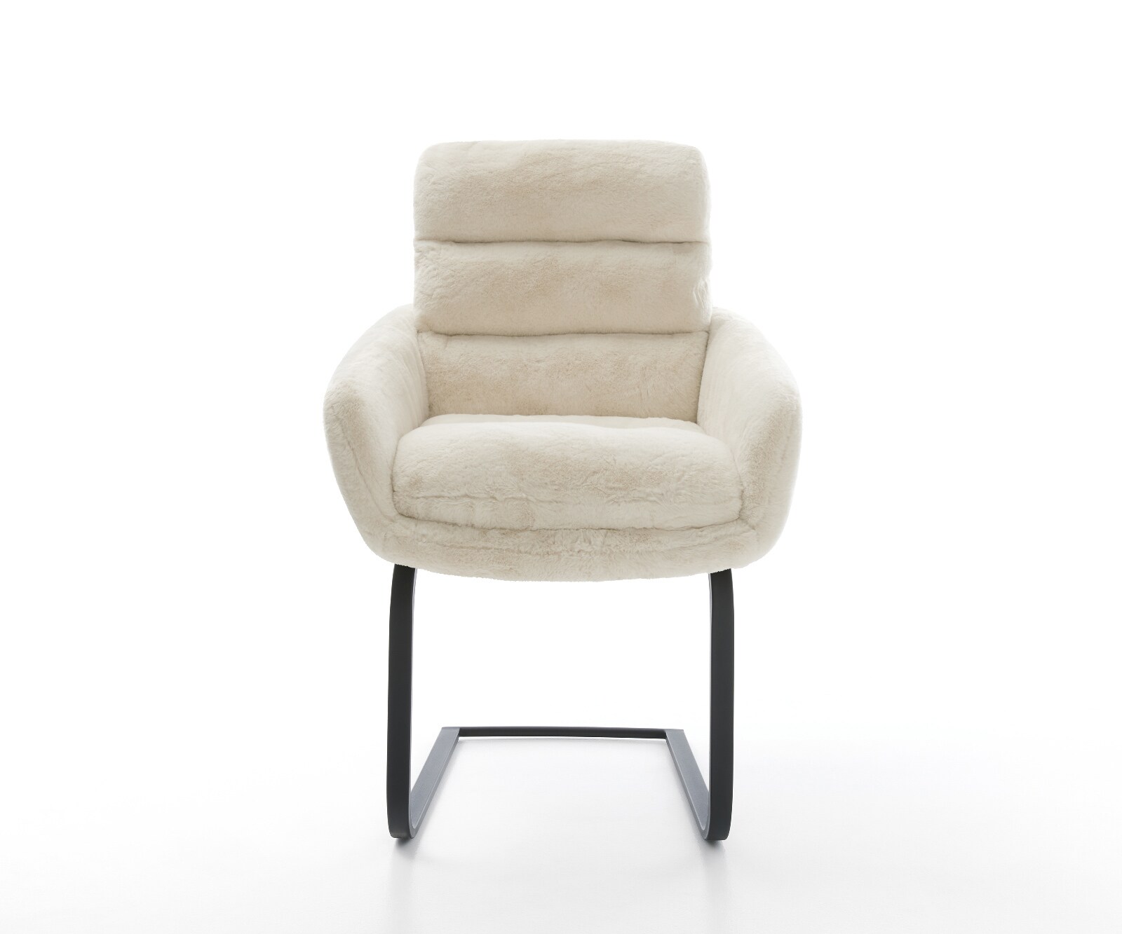 Конзолен стол Abelia-Flex с подлакътници плюшен крем-бял Конзолен стол плосък черен 2