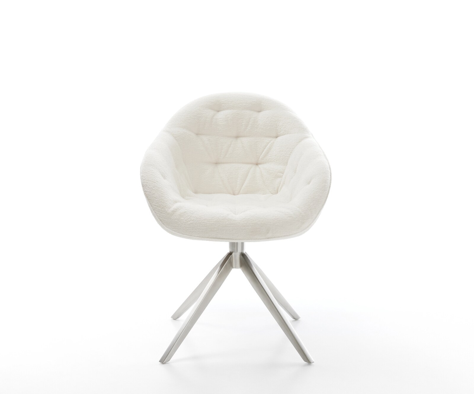 Въртящ се стол Gaio-Flex Bouclé Soft Beige Кръстосана рамка широка Неръждаема стомана Въртене на 360° Люлееща се функция 2