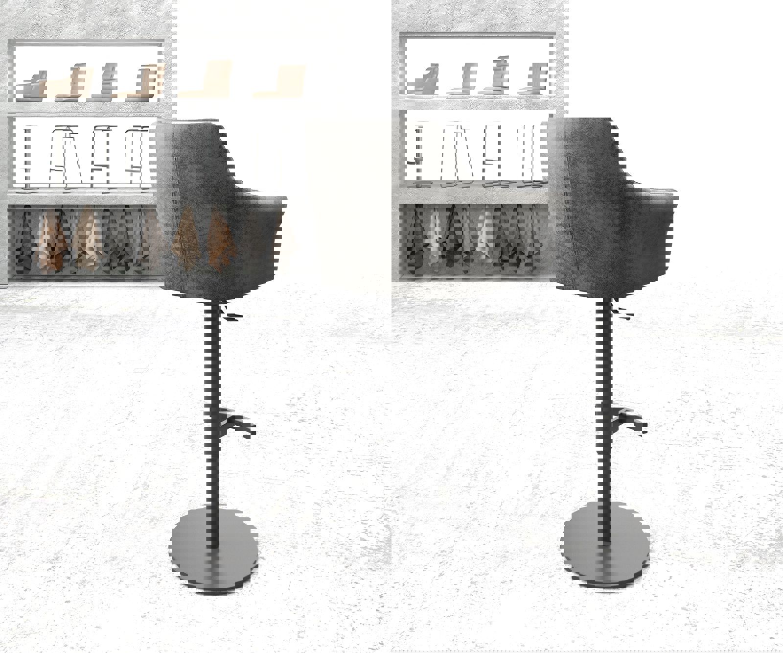 Бар стол Винтидж Сив Въртяща се основа с регулируема височина Метал Yulo-Flex 2 Бар стол Винтидж Сив Въртяща се основа с регулируема височина Метал Yulo-Flex 2