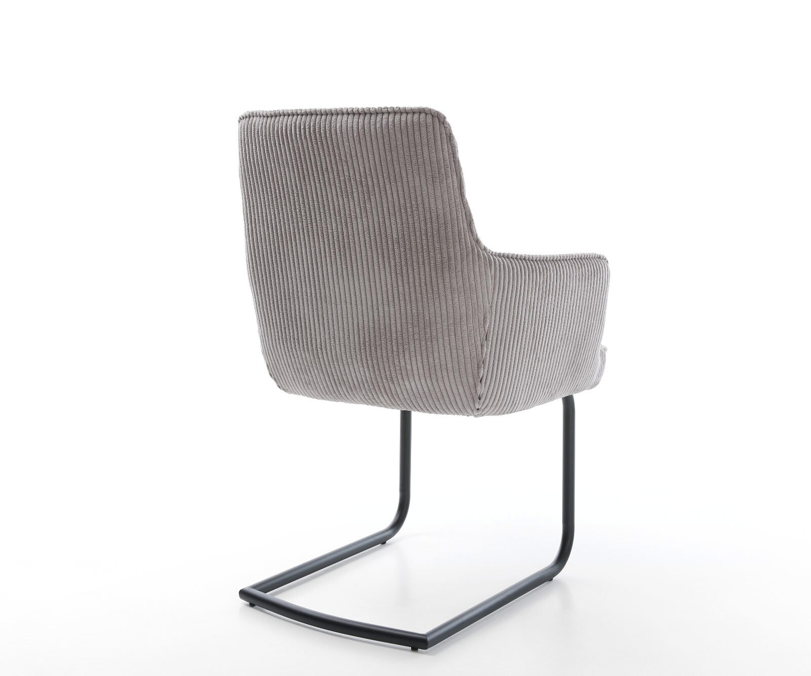 Люлеещ стол с подлакътници Корд Сребристо сив Конзолен крак кръгъл Черен Покет пружина Heira-Flex 5