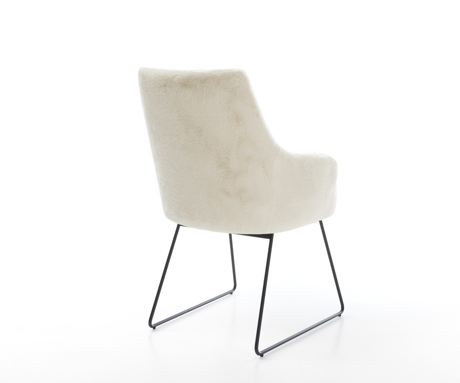 Стол за хранене Alja-Flex с подлакътници плюшена кремаво-бяла основа с черни джобни пружини 5