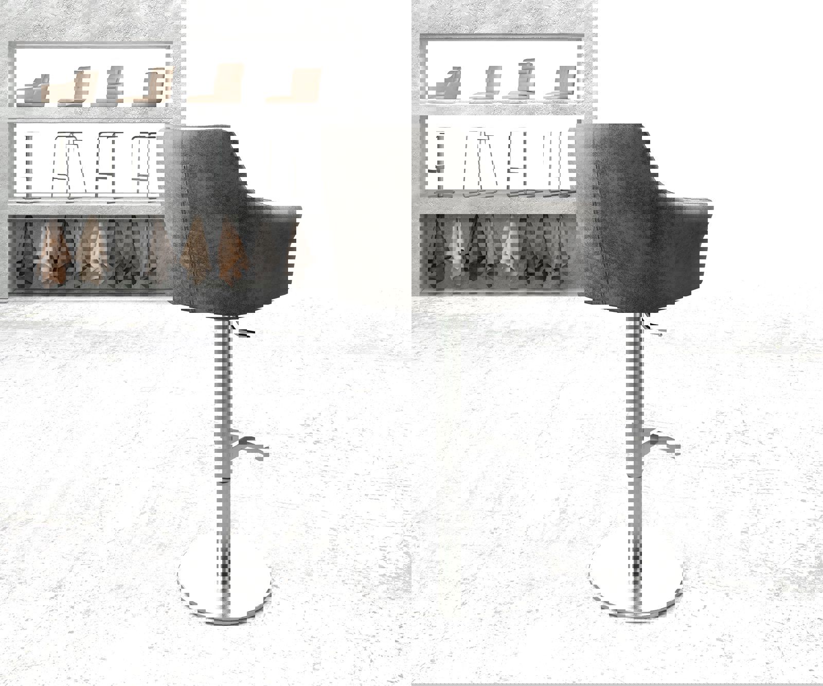 Бар стол Винтидж Сив Въртяща се основа с регулируема височина Неръждаема стомана Yulo-Flex 2 Бар стол Винтидж Сив Въртяща се основа с регулируема височина Неръждаема стомана Yulo-Flex 2